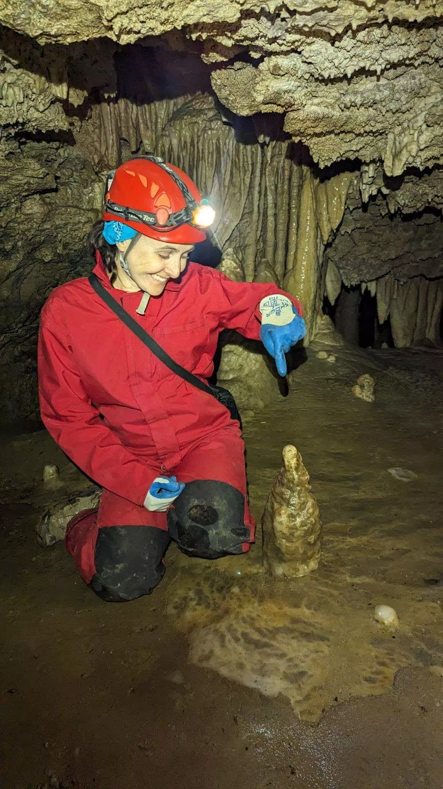 researcher in a cave