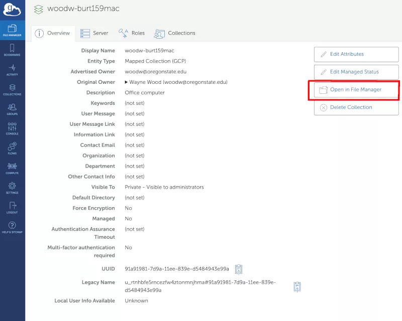 Open Globus File Manager