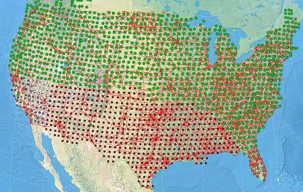 map showing grid