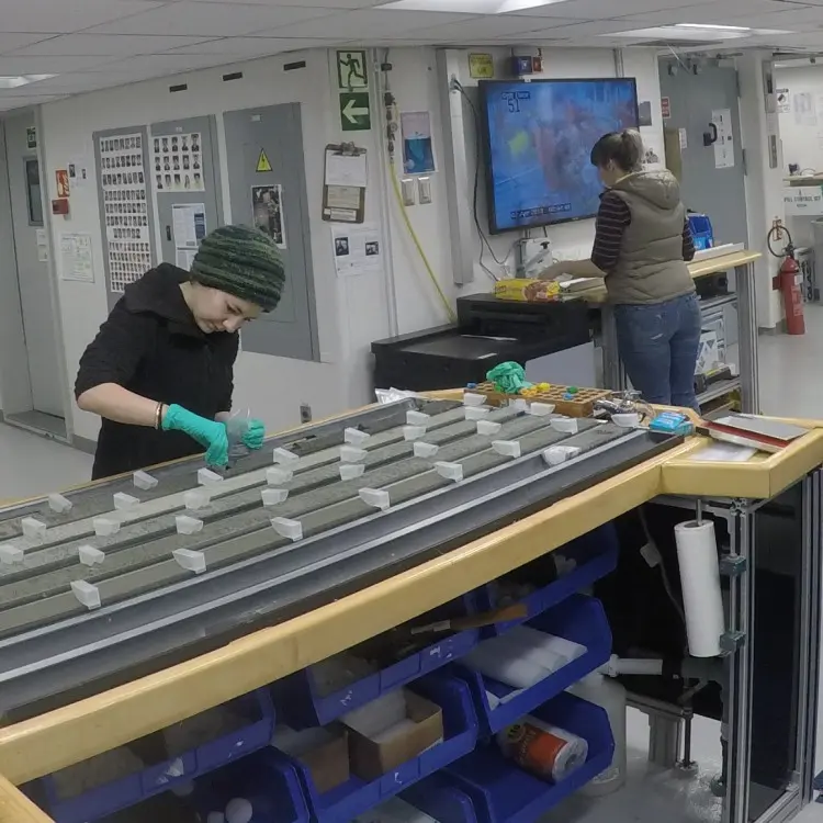 two people working in a geology lab