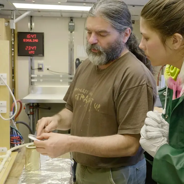 Miguel Goni teaches a student