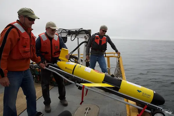 Jack Barth and others launching an undersea glider